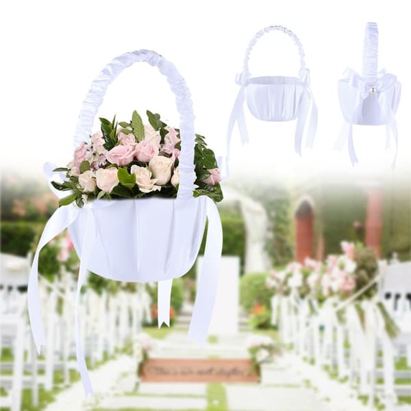 Bröllopsblomkorg Blomsterflicka Spets Pärla