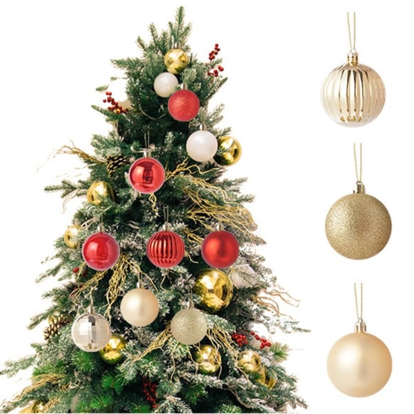 36 STK Christmas Ball Ornaments Set Juletre Anheng RØD Red