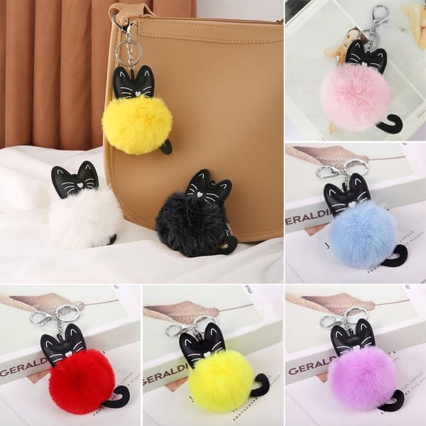 3 Stk Cat Shape Pendler Bilnøglering SORT Black