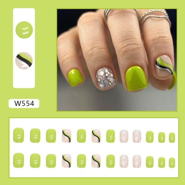 24 stk False Nails Short Square W554 W554 W554