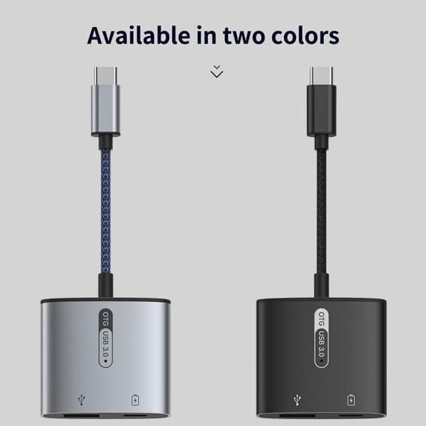 Type-C OTG-sovitin USB 3.0 Splitter GRAY Grey