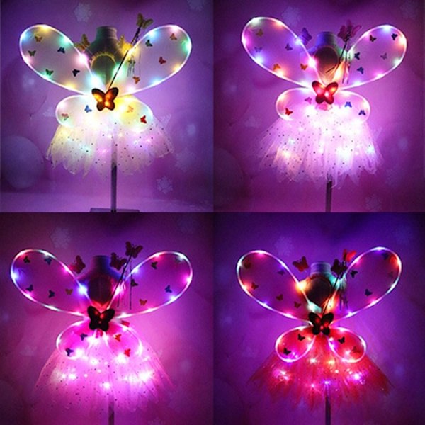 Glowing Wings Butterfly Wings -setit PUNAINEN red