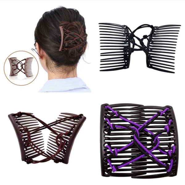 Elastiskt rep Pan Hårklämmor Lazy Comb KAFFE COFFEE