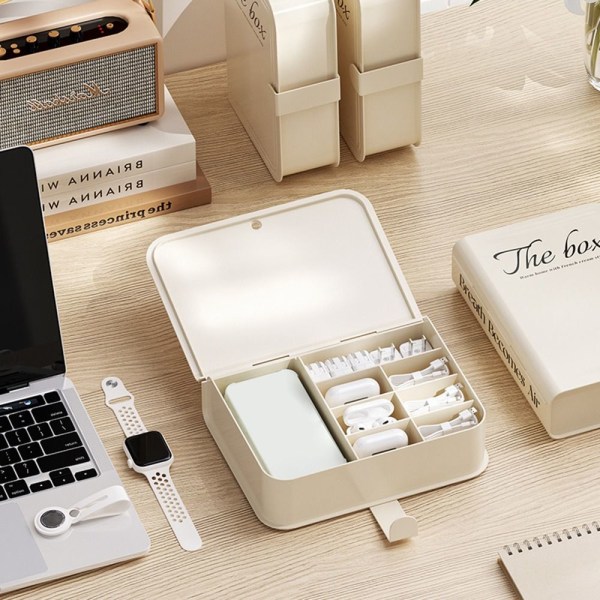 Datakabel lagringsboks Wire Cable Organizer BEIGE Beige
