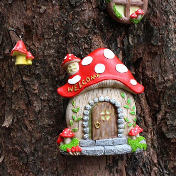 Mushroom Vindu Dør Miniatyr Kunst Vindu Dør Skulptur Vindu