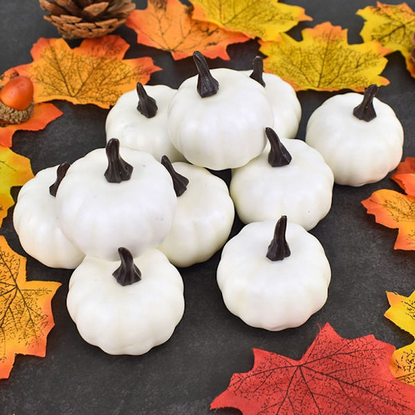 12ST Konstgjord pumpa Halloween dekorationer GUL Yellow