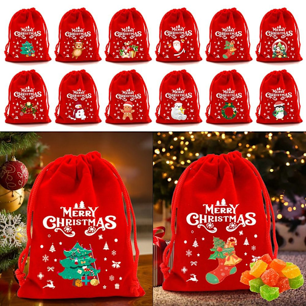 5/10 stk jule fløjlsposer Candy Snack Gavepose 10X16CM10STK 10x16cm10pcs