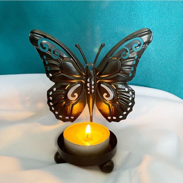 Perhosen muotoinen kynttilänjalka MUSTA Black
