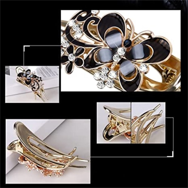 Alligator Hair Clip Rhinestone Butterfly Hair Claw BLÅ Blue