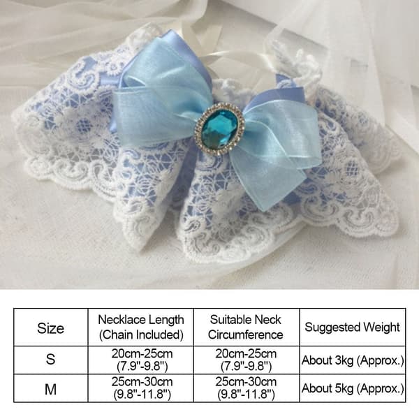 Lace Bowknot Pearl Collar ROSE RED S rose red S