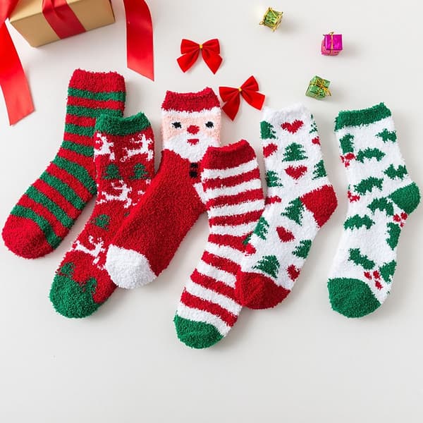 6 par julebomuldsstrømper julemandsstrømper G G G