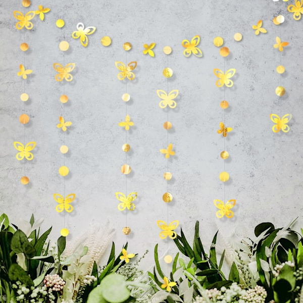 Riippuvat värikkäitä bannerit Star Butterfly Garland GOLD gold 3m-butterfly-3m-butterfly