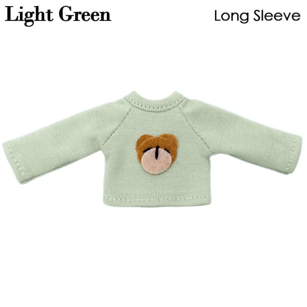 Cartoon Bear T-skjorte 1/11 Doll Shirt LYS GRØNN LANGERME Light Green Long Sleeve-Long Sleeve