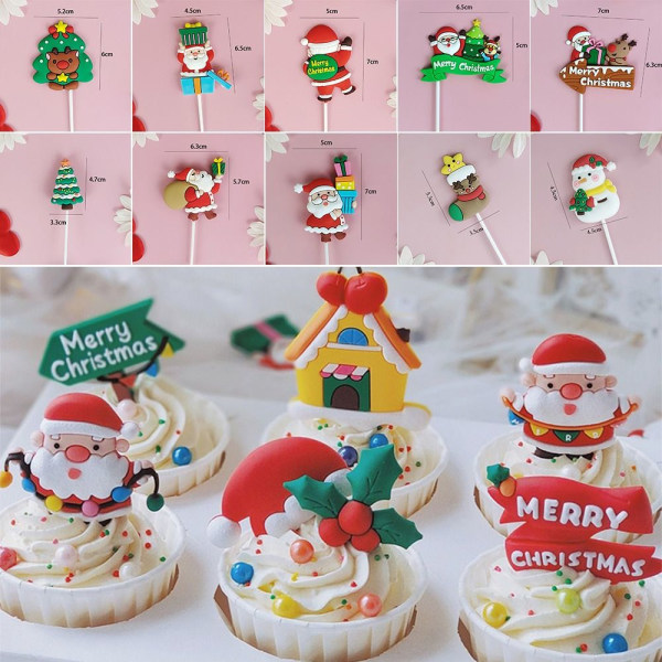 1/5 STK Christmas Cake Toppers Glædelig jul 2 2 2