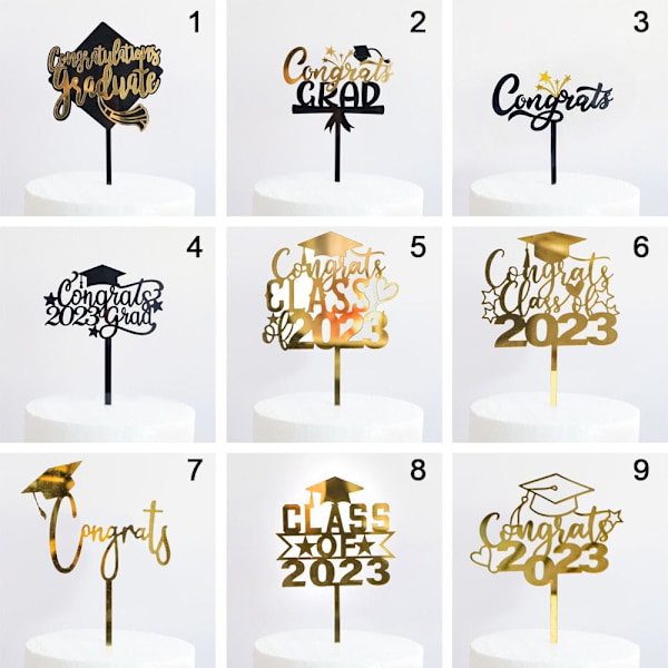 5 stk Cake Topper Happy Graduation 1 1 1