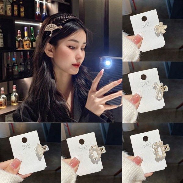 Hårnål White Pearl Metal Flower Hair Claw 5 5 5