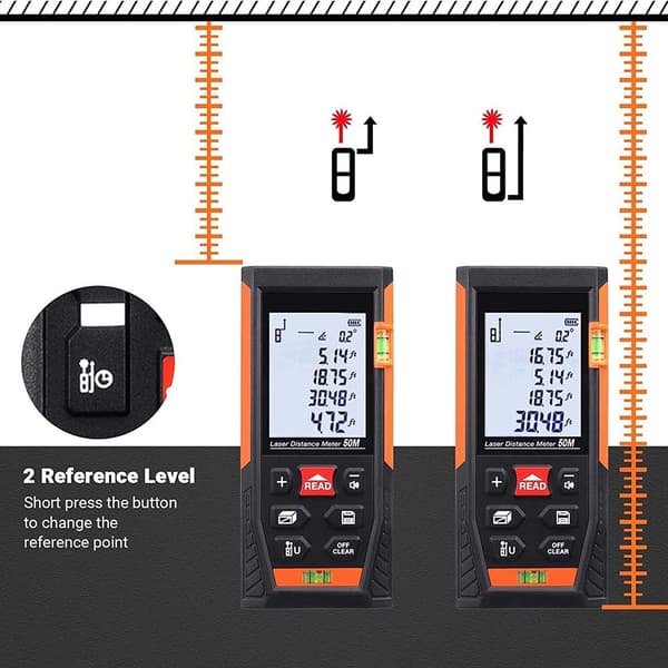 Laser Distance Meter Range Finder med 2 bobleniveauer