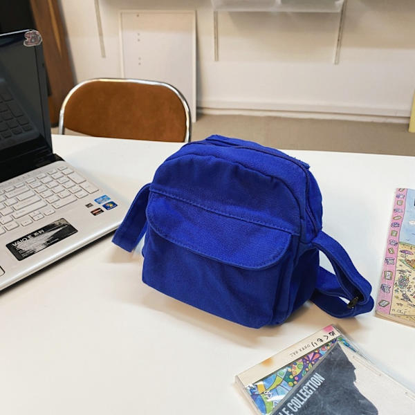 Små Canvas Crossbody-väskor Mini Phone Axelväskor BLÅ Blue