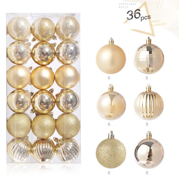 36 STK Christmas Ball Ornaments Sett Juletre Anheng BLÅ Blue