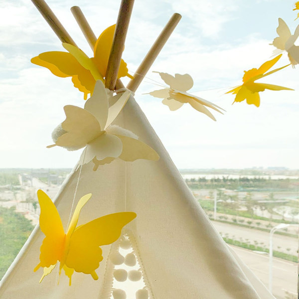 5stk Butterfly Garland Hanging Banner Flagg GUL Yellow