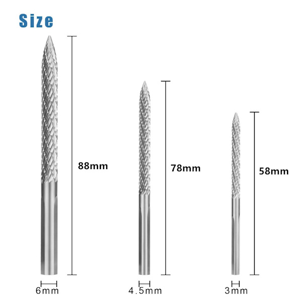 3 STK Carbide Burr Cutter Drill Bit Wire Cutter Dekkreparasjon
