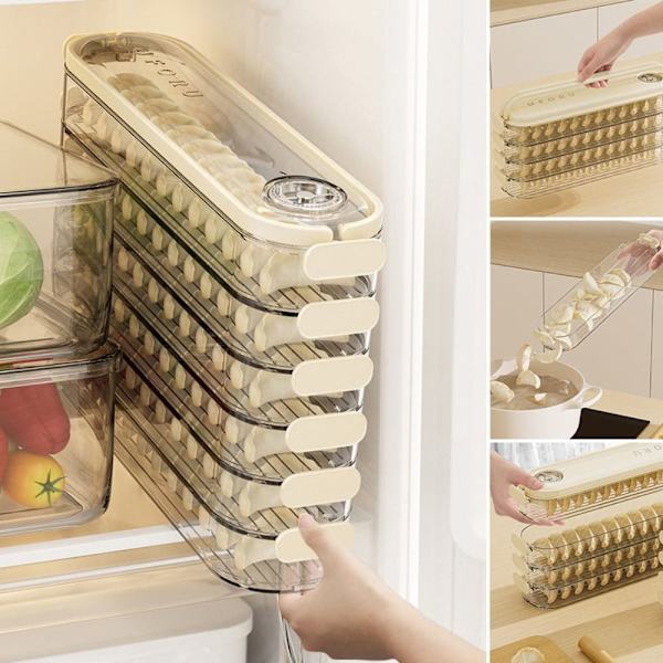 Dumpling Opbevaringsboks Køleskab Friskholdende Box BEIGE FIVE Beige Five Layer-Five Layer
