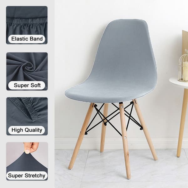 Solid Color Shell Stoltrekk Stretch Armless Spisestuestoltrekk light grey