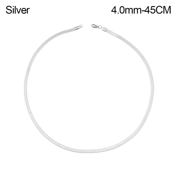 18"/20" platt ormkedja fiskbenshalsband Silver 4.0mm-45CM
