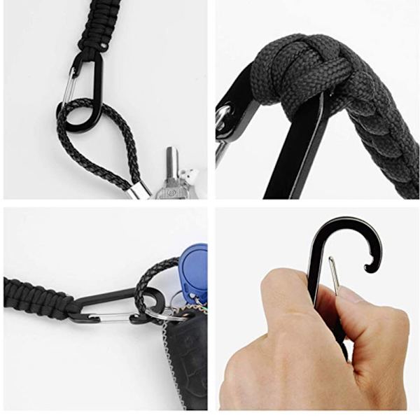2kpl Paracord-avaimenperäkoukku D-rengaskarabiinikiinnikkeet