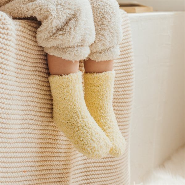 Babysokker Plysj Fluffy Sokker GUL S Yellow S