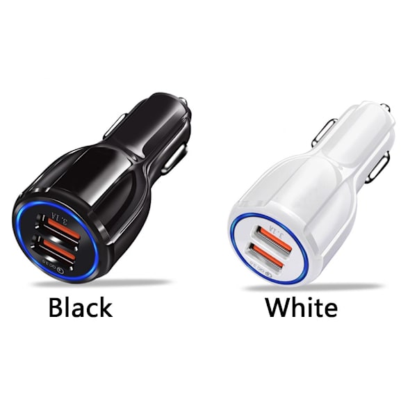 18W 3.1A Biloplader Dual USB Hurtigopladning SORT black