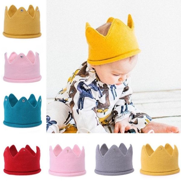 Crown Baby Hat Vastasyntynyt tyttö Boy Hat PINK GOLD LINE GOLD LINE Pink Gold Line-Gold Line