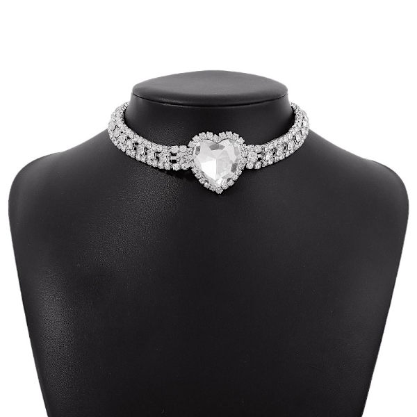 Heart Choker Halsband Nyckelbenskedja SILVER VIT SILVER VIT Silver White