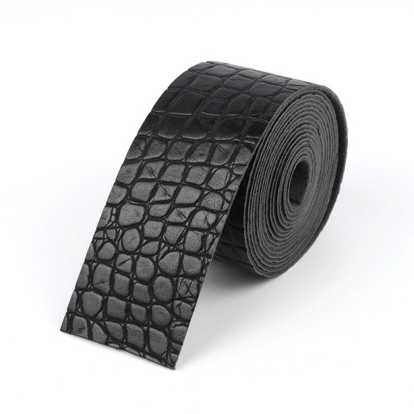 Krokodillemønster Læderrem Læderstrimmel SORT 2,5CM black 2.5cm