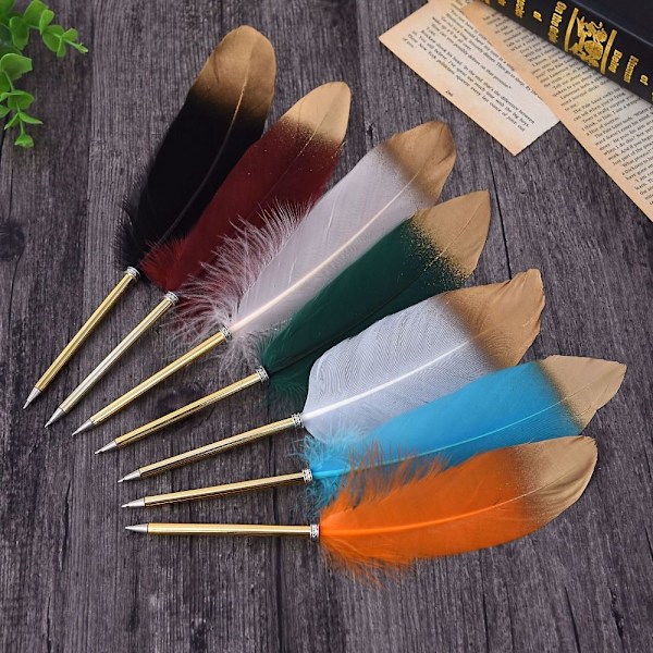 Guld Spray Feather Kuglepen Feather Pen SORT Black