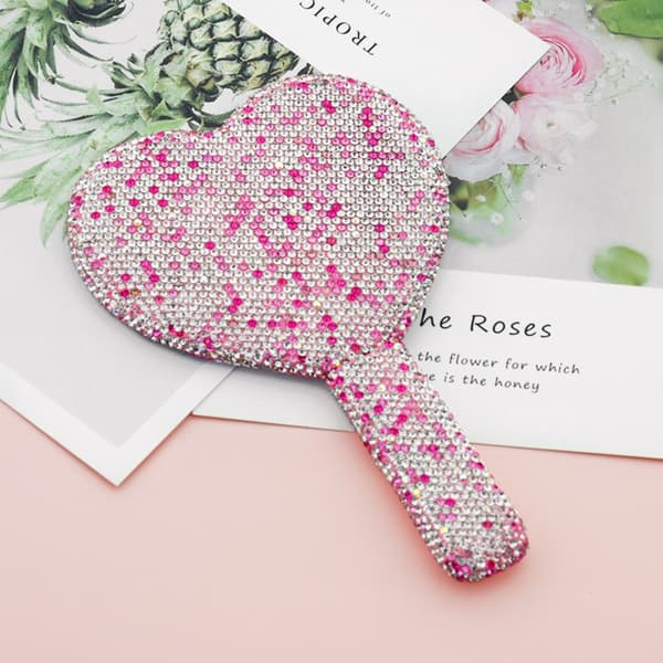 Rhinestone Handheld Mirror Rhinestone Makeup Mirror SQUARE square white