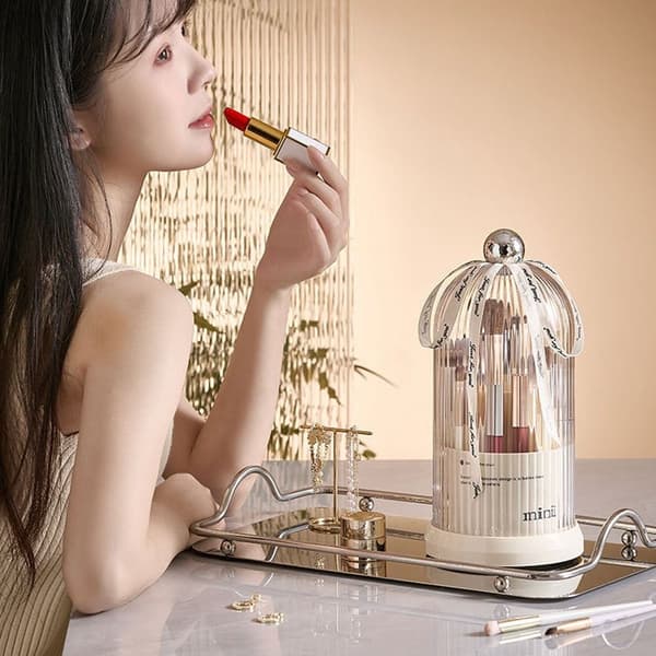 Makeup Brush Holder Kosmetisk Organizer HVIT white