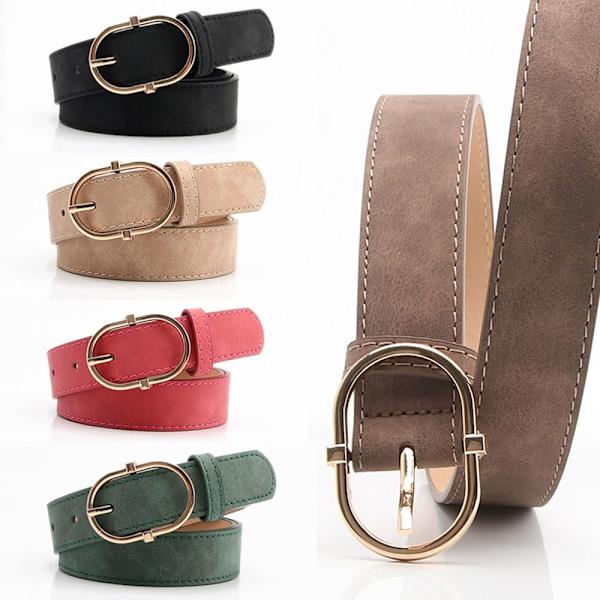 Matt läderbälte Guldspänne Midjeband KHAKI khaki