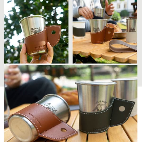 2ST Kaffemuggshållare Koppfodral LJUSBRUN light brown