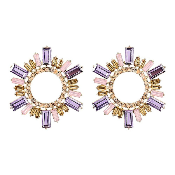 Rhinestone Dangle Floral øredobber LILLA purple
