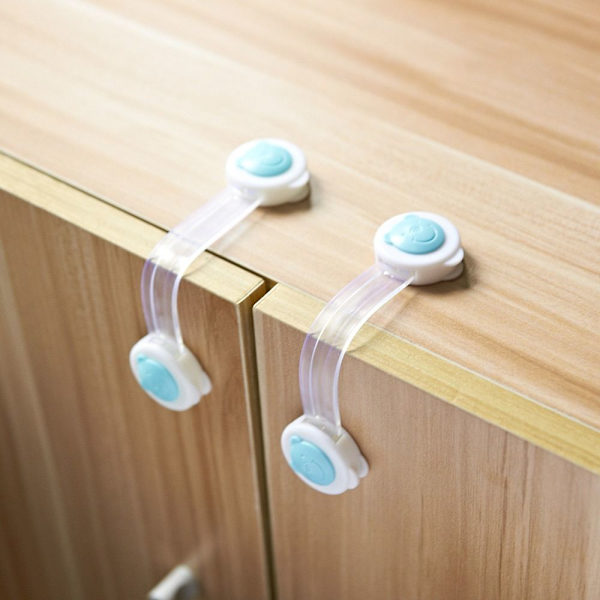 5 Styck Baby Säkerhetsskåp Lås BLÅT LEENDE ANSIKTE LEENDE ANSIKTE Blue Smiling Face-Smiling Face