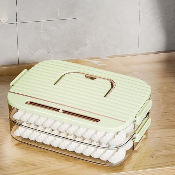 Dumpling Box Mat Förseglingsbox GRÖN TVÅ LAGER TVÅ LAGER Green Two Layers-Two Layers