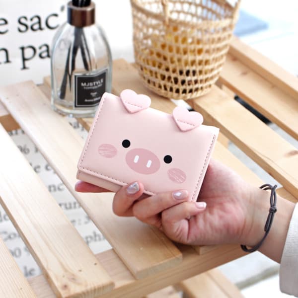 Kvinder Pige Dame Taske Pig Wallet GRÅ Grey