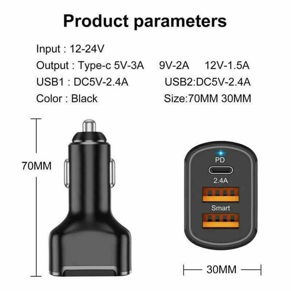 USB-billader Hurtigladingsadapter Laderuttak
