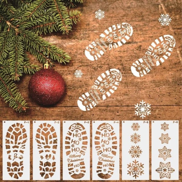 6 STK Christmas Snowflake Stencils Skabelon Maleri Skabelon