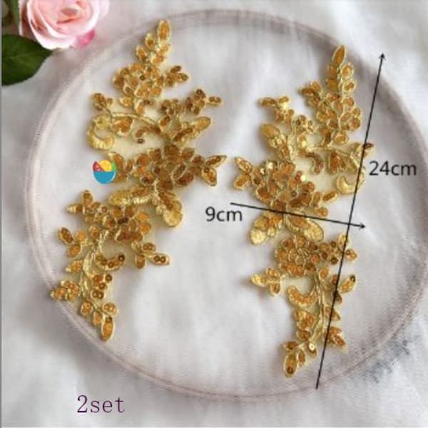 2 par broderi paljetter blonder