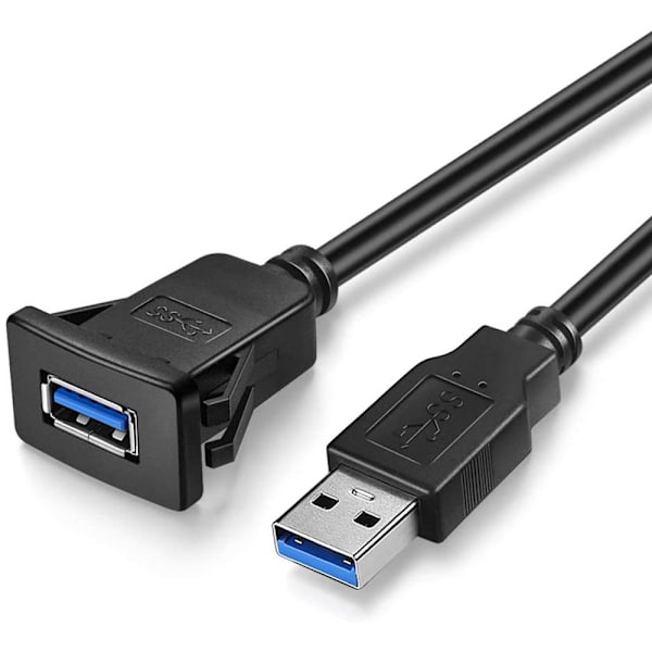 USB 3.0 Square Panel Flush Mount förlängningskabel med spänne 1M