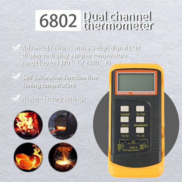 K-tyypin lämpömittari Kelvin Scale Meter Tester Digital