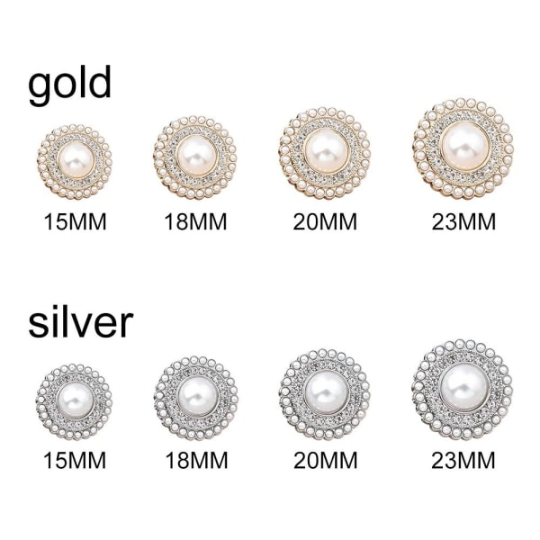 10st Metall Rhinestone Pearl Knappar Skjorta Knappar GULD gold 18MM10pcs-10pcs