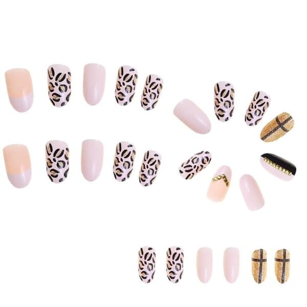 Falske negle mellemlang leopardprint